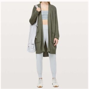 Lululemon Still at Ease Wrap Green Cashmere blend, pockets, sweater